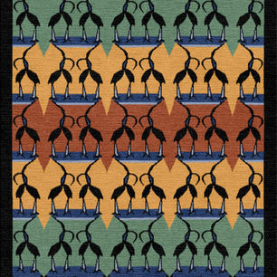 Dancing with the Cranes: hand-knotted tapestry in Tibetan Wool