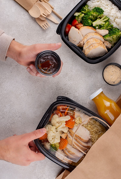 Leckeres  Assortiment verschiedener Gerichte von oben