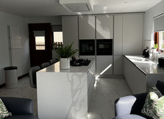 Open plan kitchen living area with island