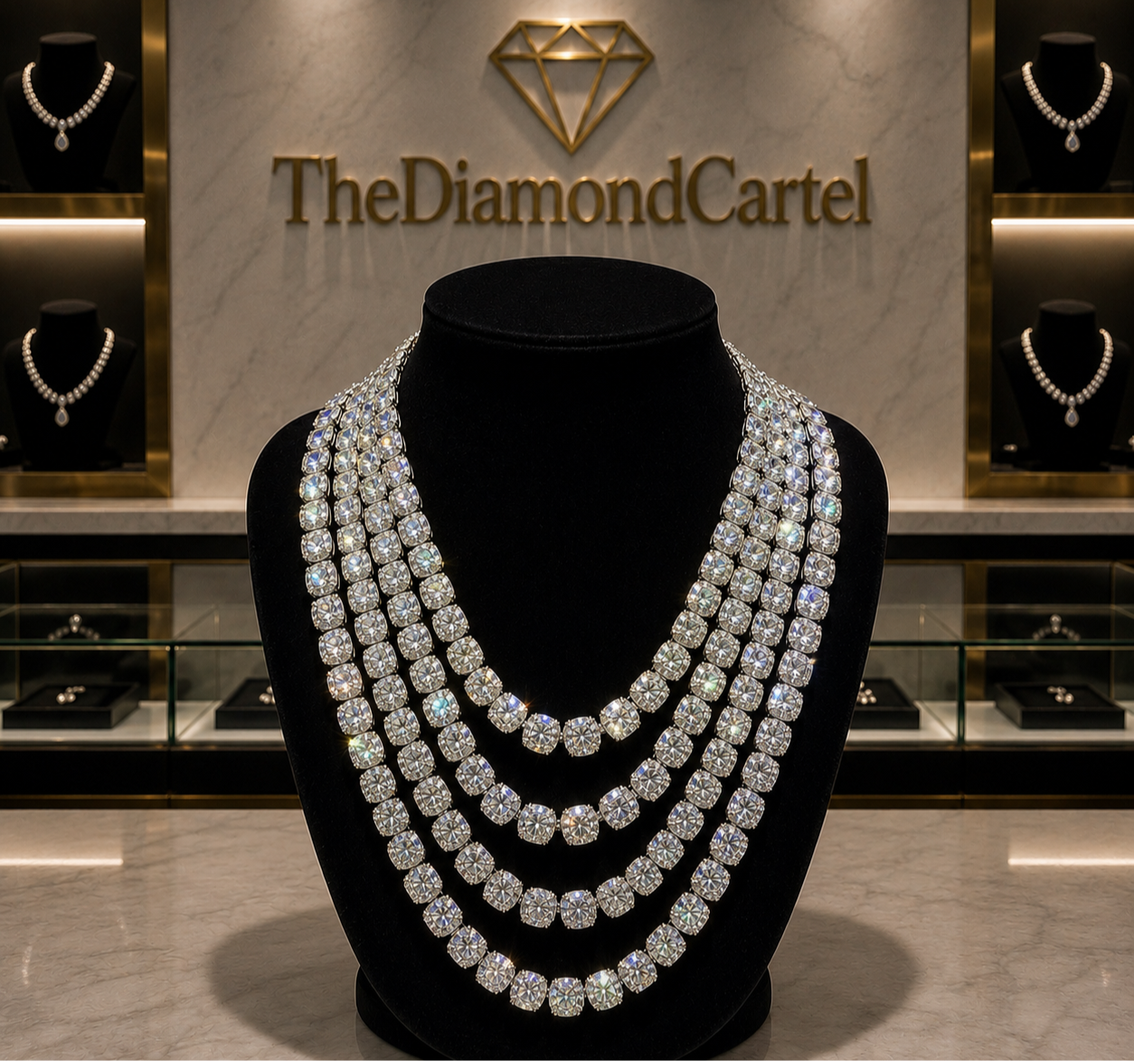 VVS1 Mixed Crystal Moissanite Cluster Necklace