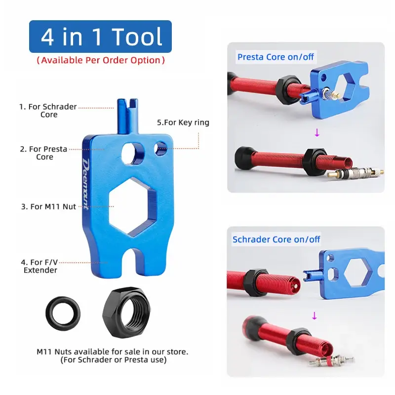 Thumbnail: Deemount Bicycle Presta Valve Core Brass CNC FV Nozzle Replacement MTB Road Bike