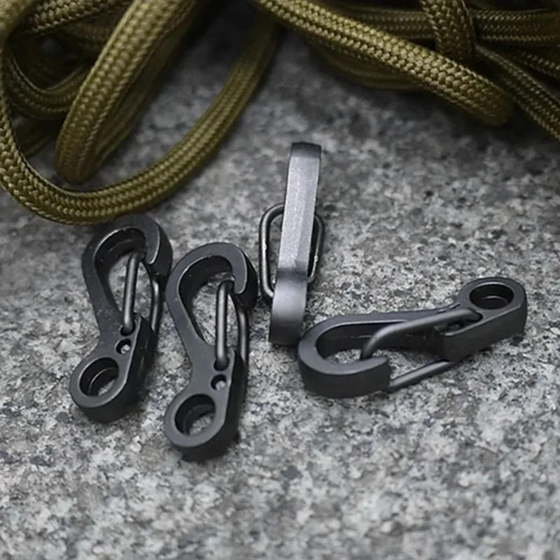 Thumbnail: 10pc Mini Carabiner Clip Metal Spring Snap Hooks Paracord Lanyard Hanging Clips 