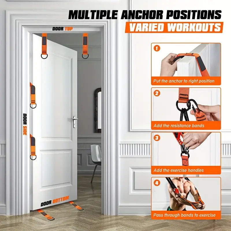 Thumbnail: Home fitness equipment. A resistance band used for downward pressure and other e