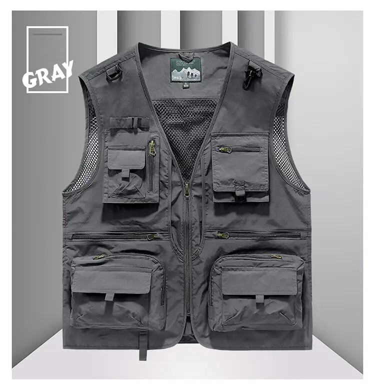 Thumbnail: 14 Pockets Summer New Men US Tactical Hiking Fishing Vest Mens Photographer Wais