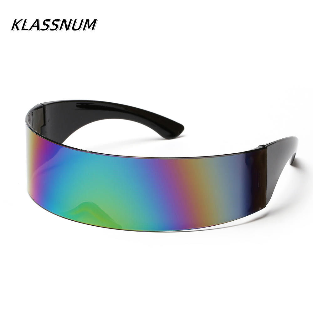 KLASSNUM Futuristic Narrow Cyclops Visor Sunglasses Women Men Laser Eyeglasses U