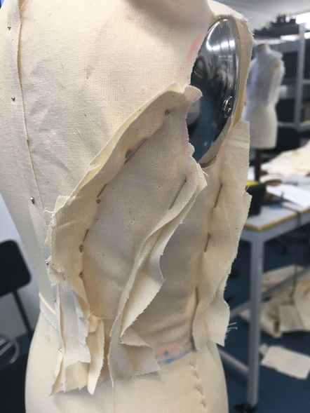 Work in progress photo of the pattern making process for an 1890s dress.