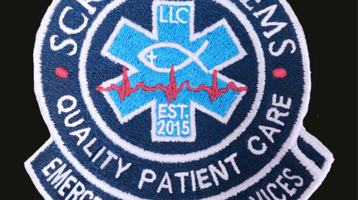 Scripture EMS embroidered patch: Quality Patient Care