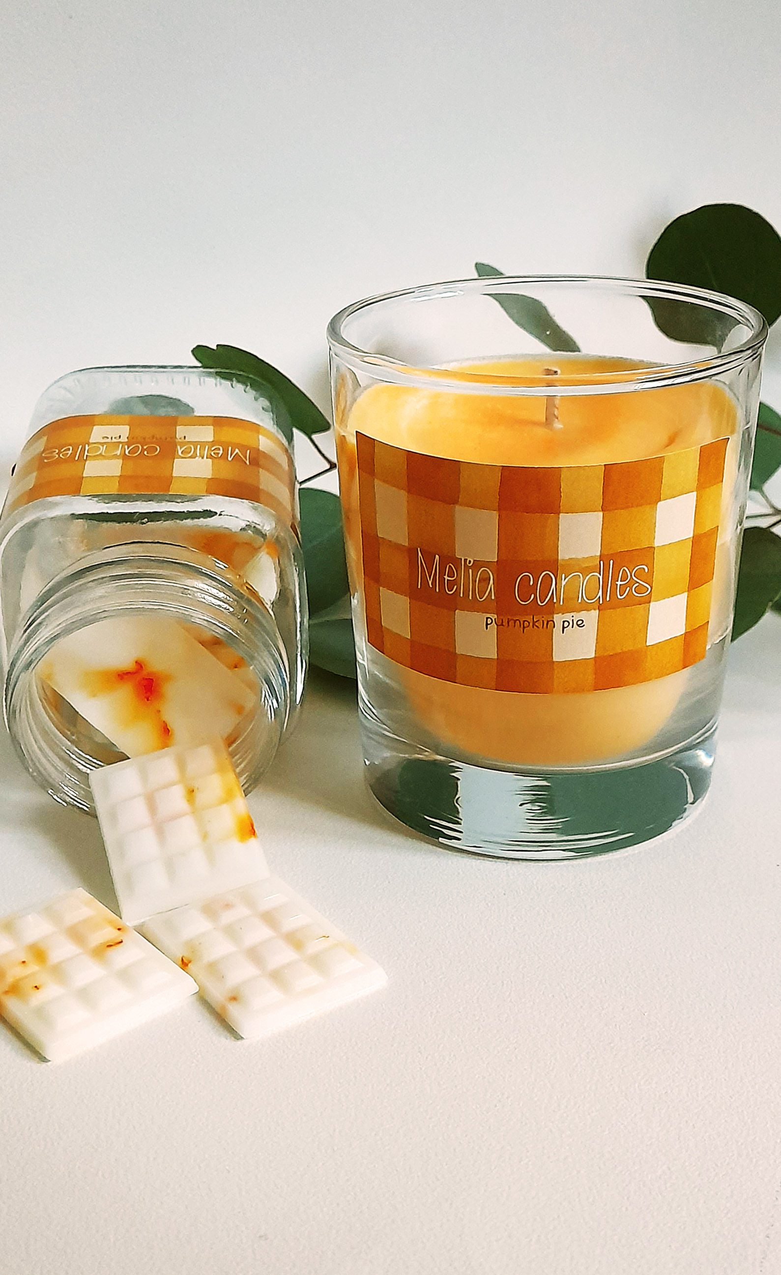 κερί χειροποίητο σόγιας με άρωμα pumpkin pie melia candles