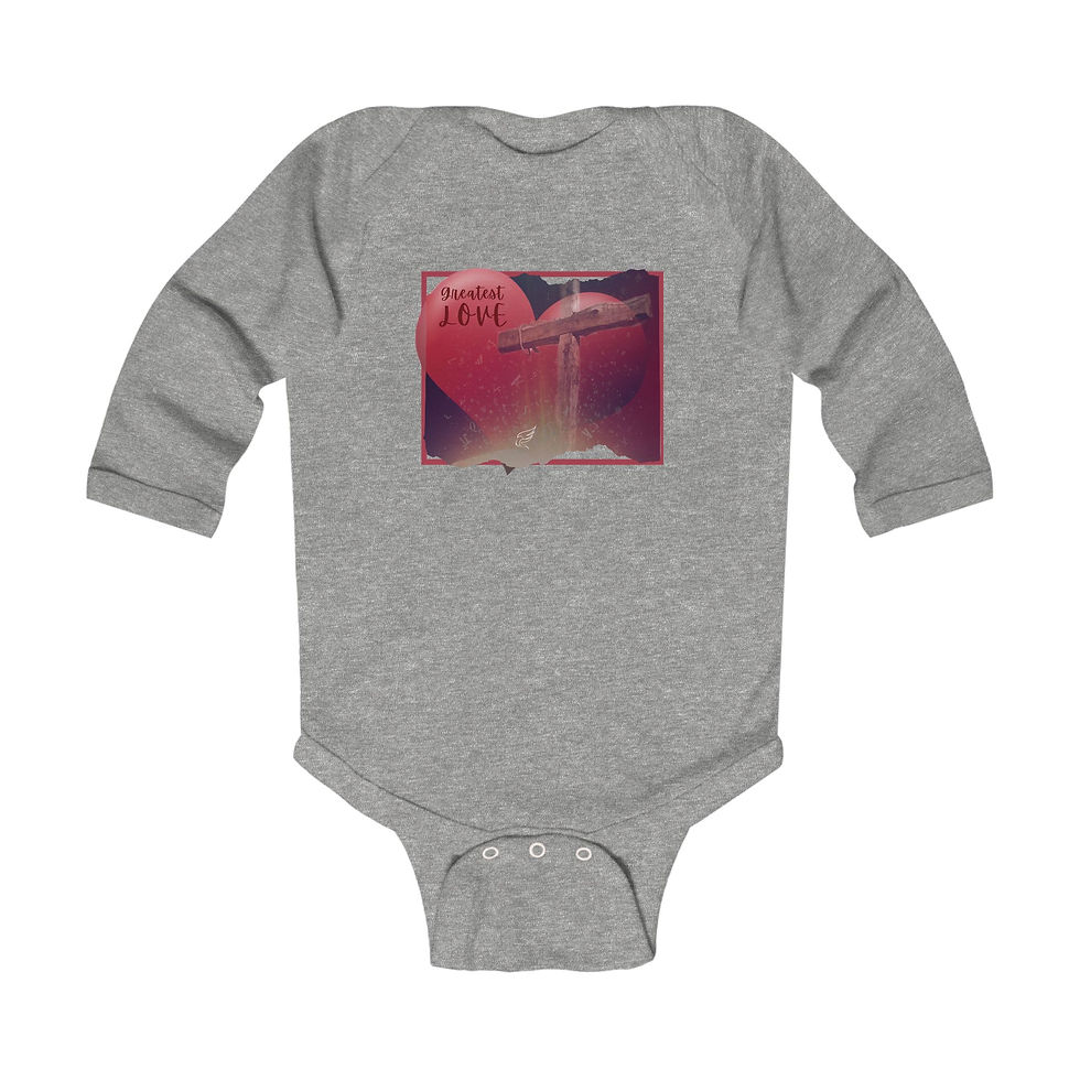 Thumbnail: Greatest Love Infant Long Sleeve Bodysuit sports grey front flat