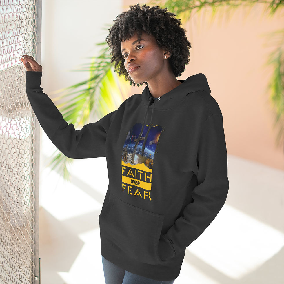 Faith Over Fear Premium Pullover Hoodie Charcoal Heather Female Front