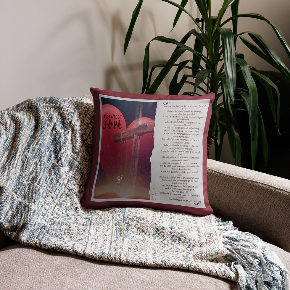 Greatest Love Poem 18x18 Basic Square Pillow, Burgundy Front Context 1