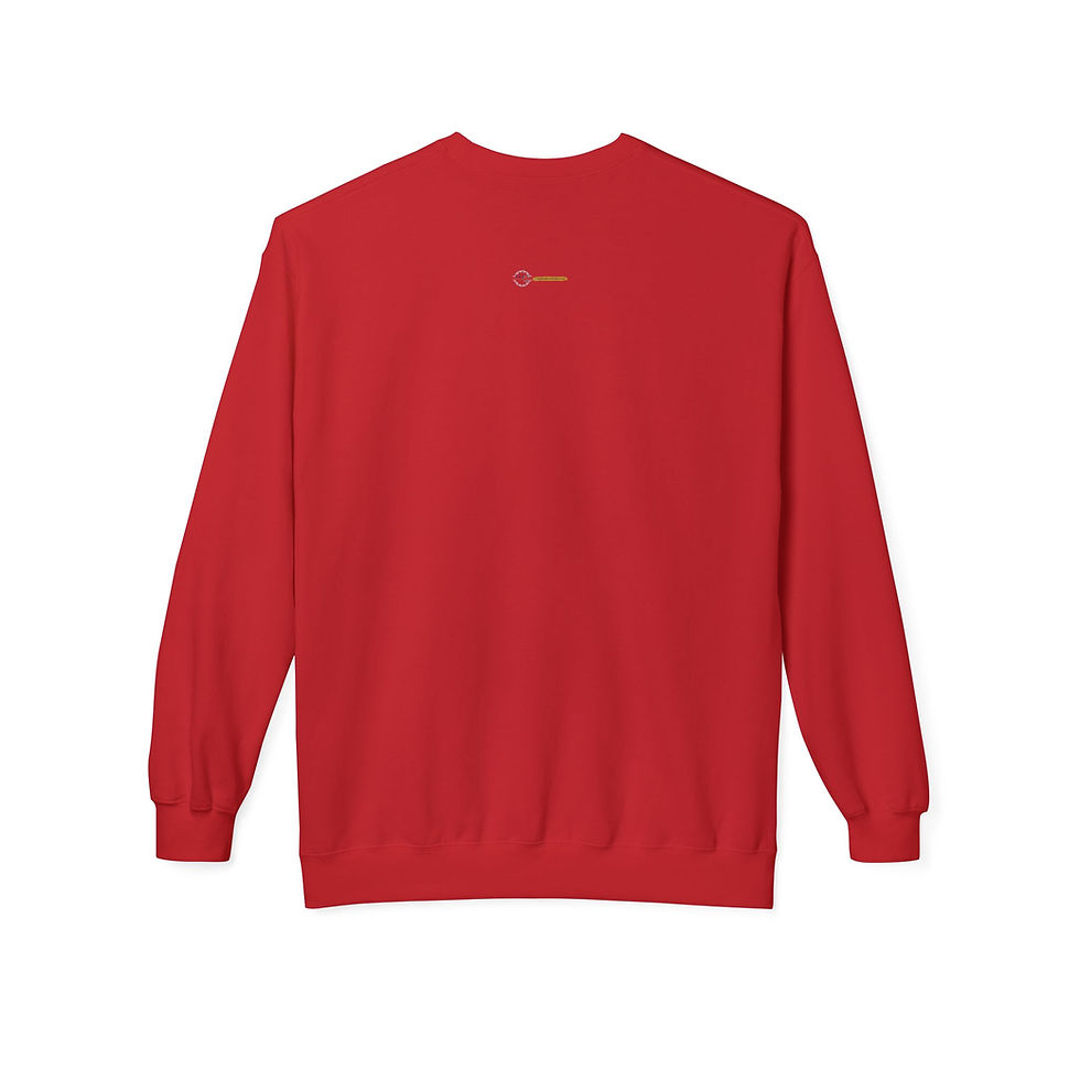 Thumbnail: Celebrate Jesus Fleece Crewneck Sweatshirt red back flat