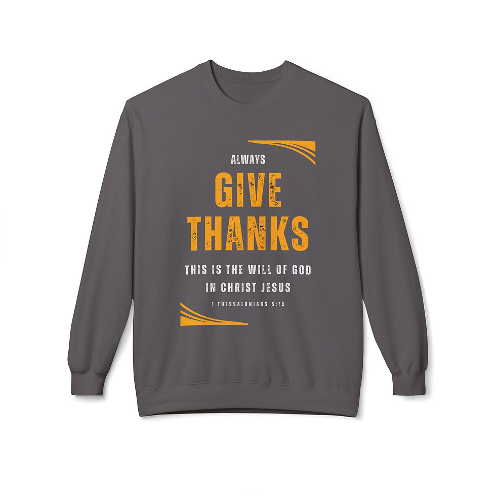 Thumbnail: Give Thanks Fleece Crewneck Sweatshirt Display charcoal