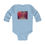 Thumbnail: Greatest Love Infant Long Sleeve Bodysuit light blue front flat