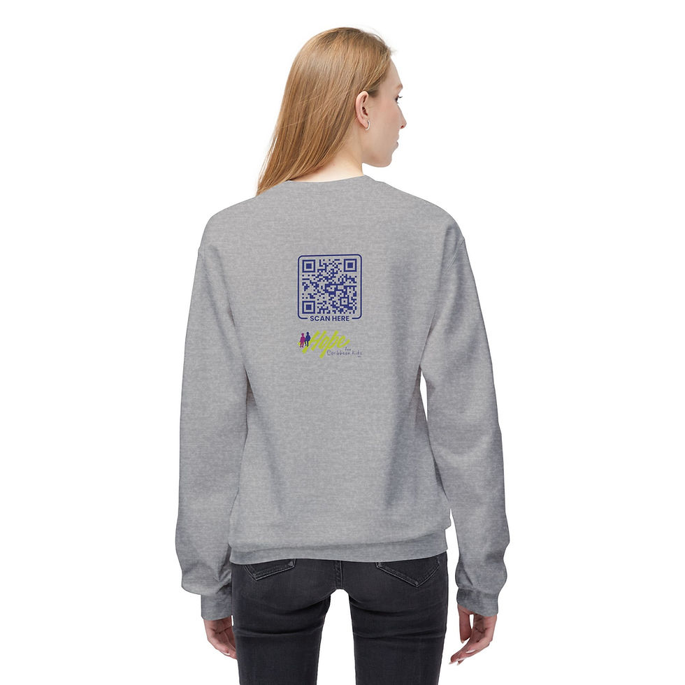 Thumbnail: Ambassador Club Unisex Fleece Crewneck Sweatshirt back female model