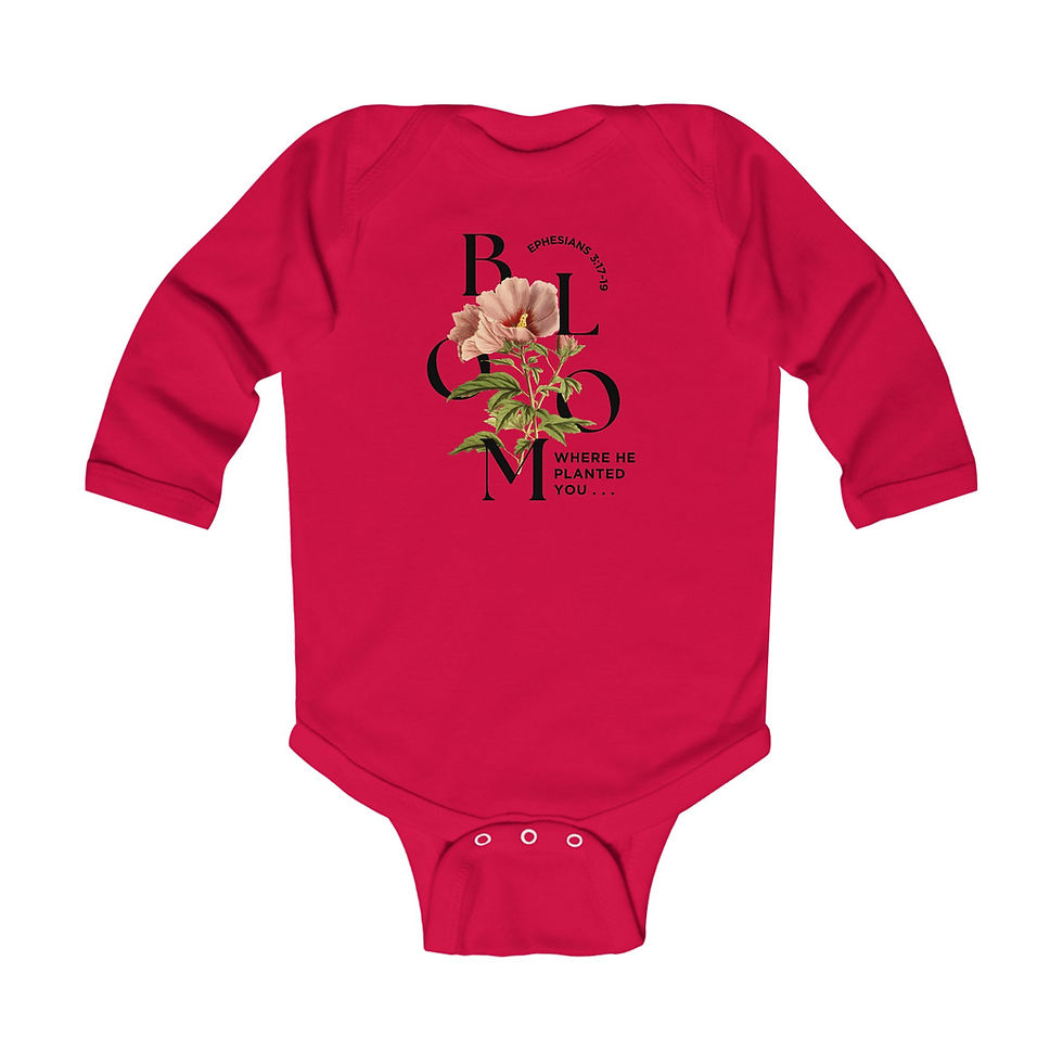 Thumbnail: Bloom Infant Long Sleeve Bodysuit red front flat