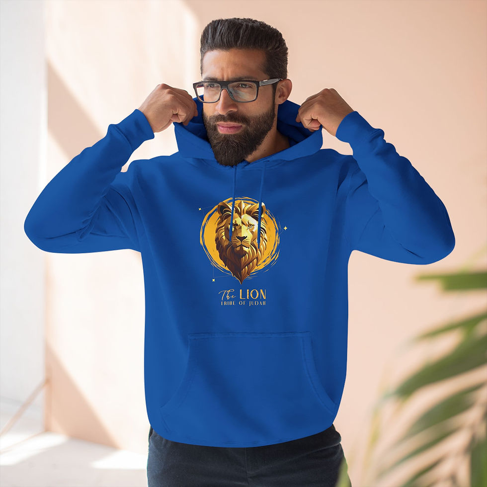 Thumbnail: Premium Pullover Hoodie Royal Blue front male model