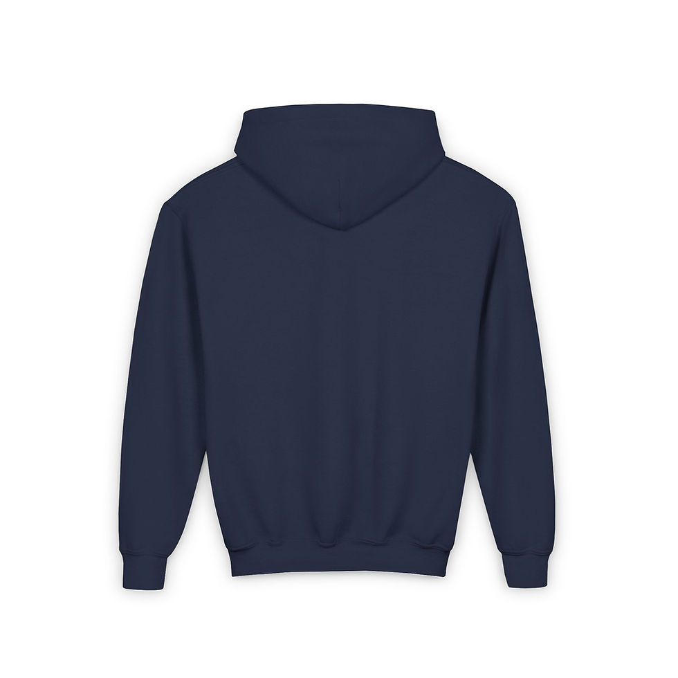 Thumbnail: Youth Heavy Blend Hooded Sweatshirt navy back flat
