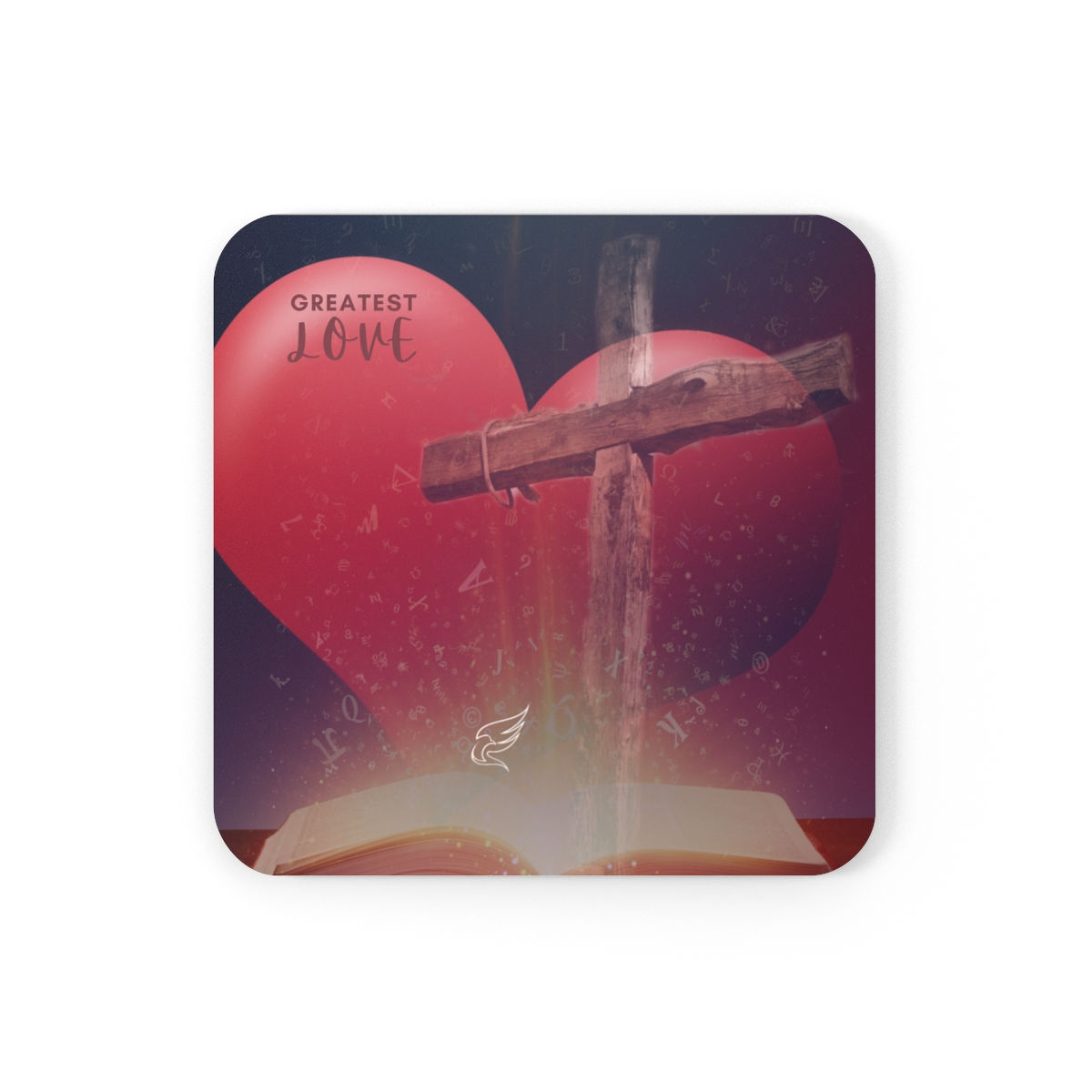 Greatest Love Cork Back Coaster Front Display Image