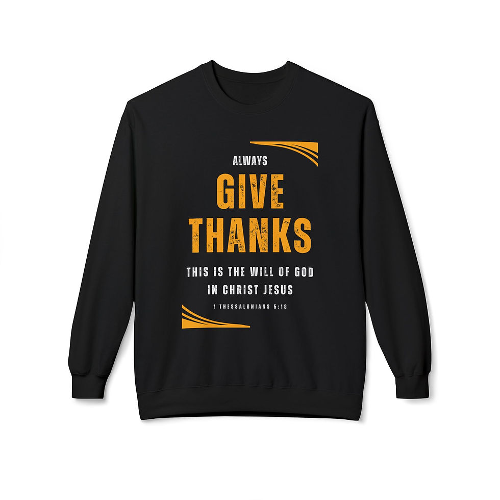 Thumbnail: Give Thanks Fleece Crewneck Sweatshirt Display black front