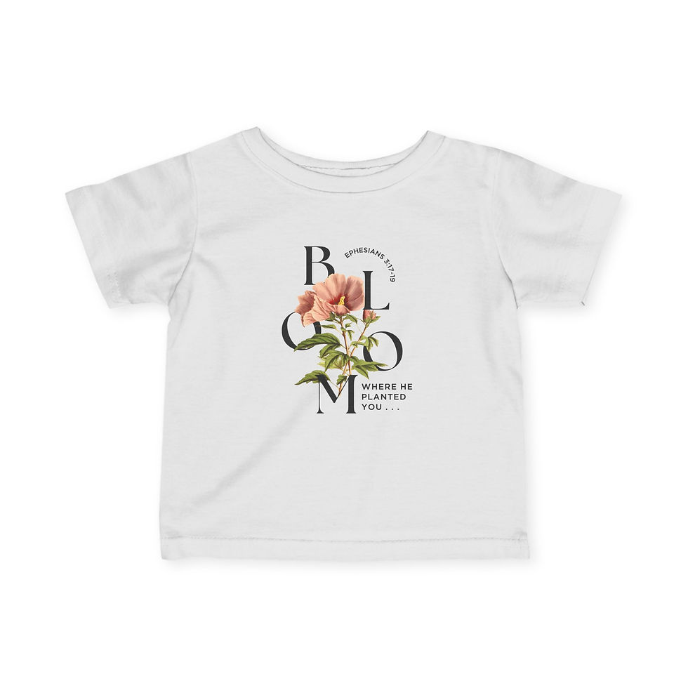 Thumbnail: Infant Tee — Bloom Floral Ephesians Baby Shirt ("Bloom" Scripture Design)