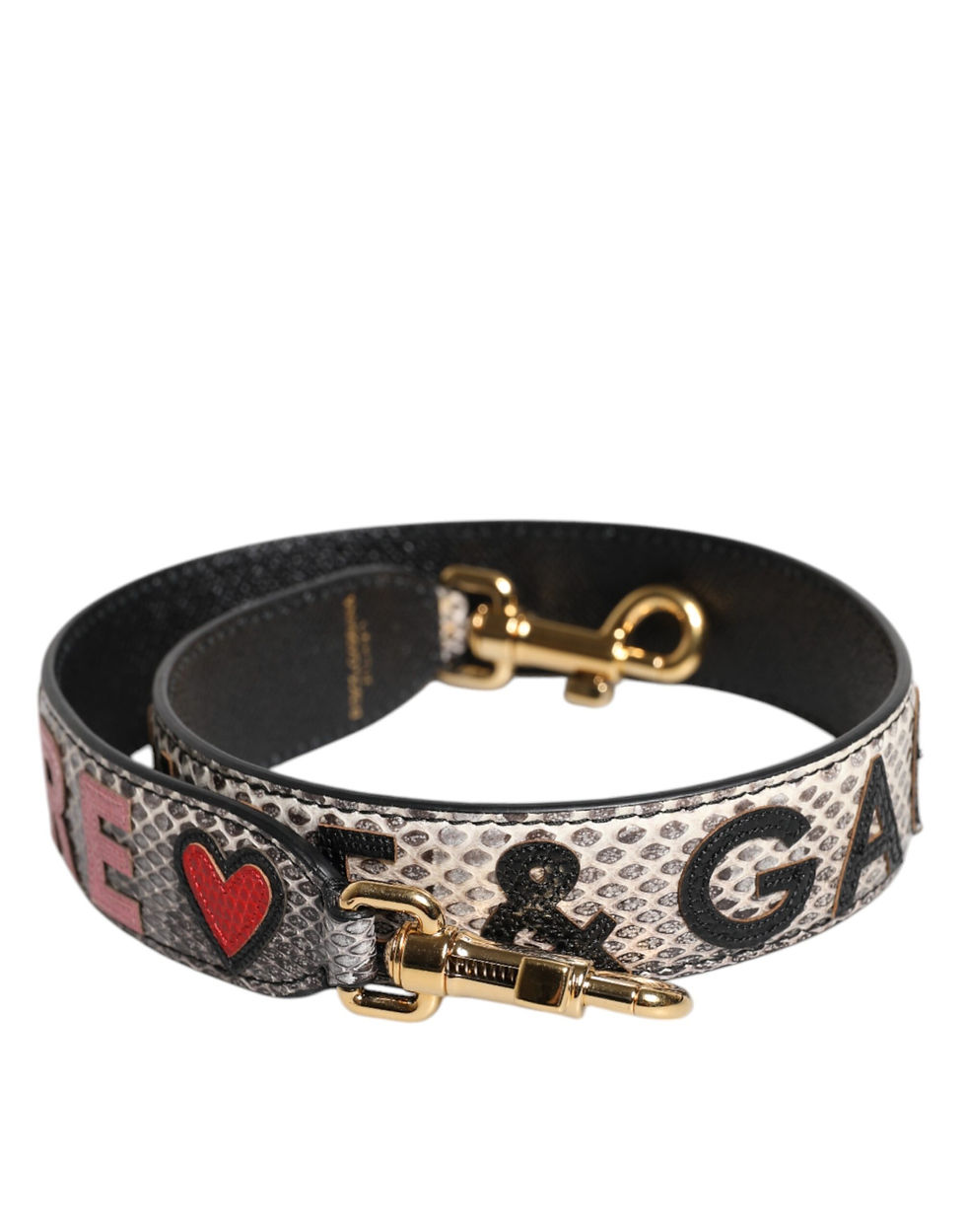 Multicolor DG AMORE Patch Bag Shoulder Strap with snakeskin print