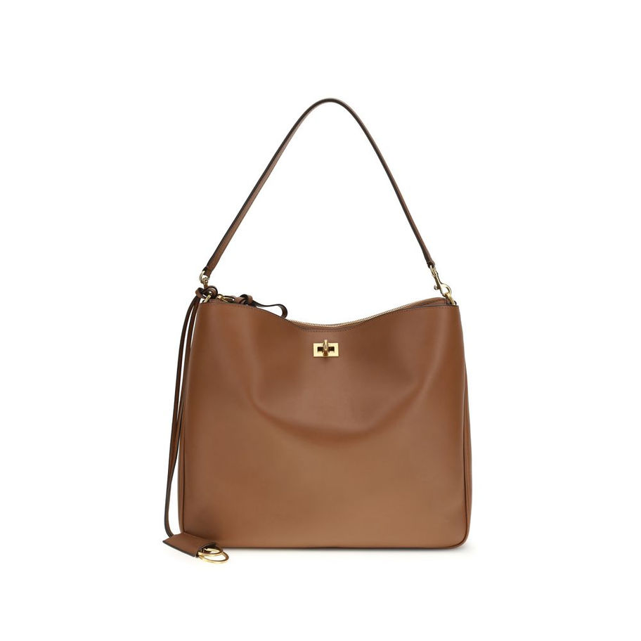 Beige Calf Leather Bos Taurus Shoulder Bag with gold clasp