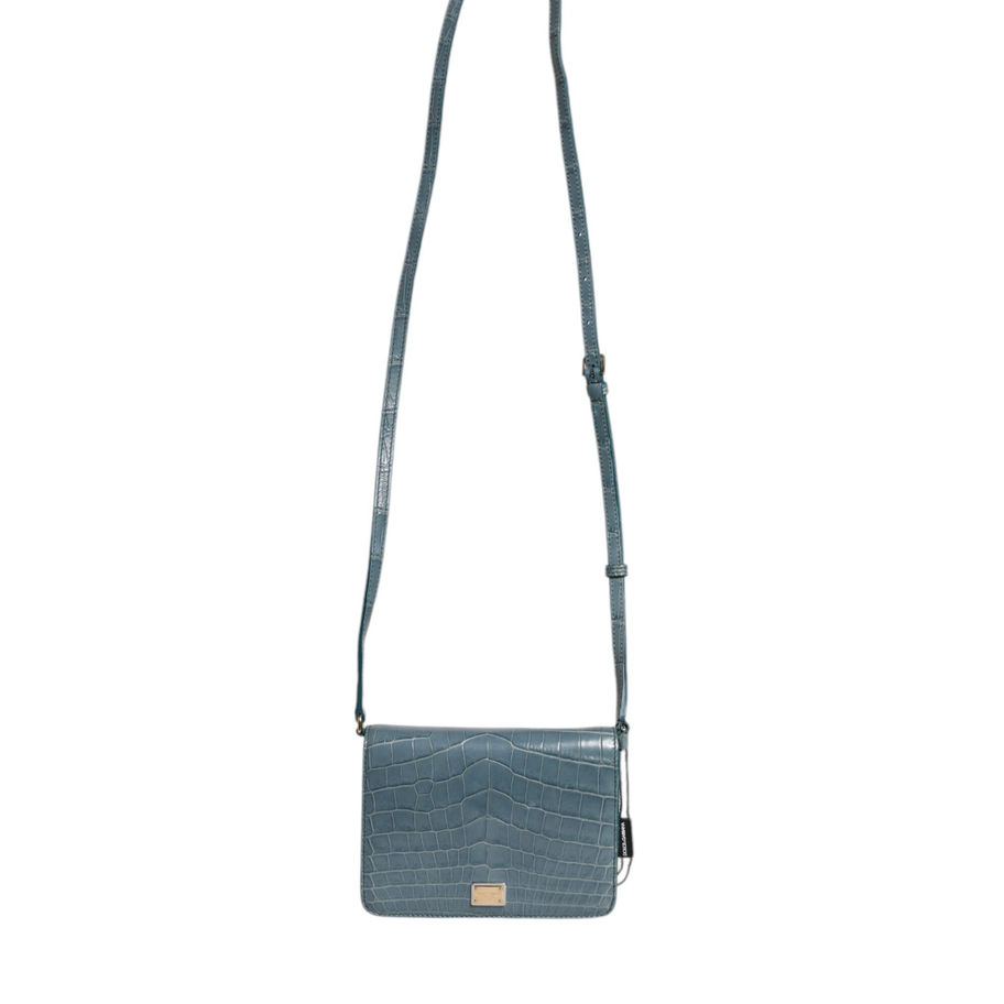 Green exotic leather DG plaque crossbody mini bag