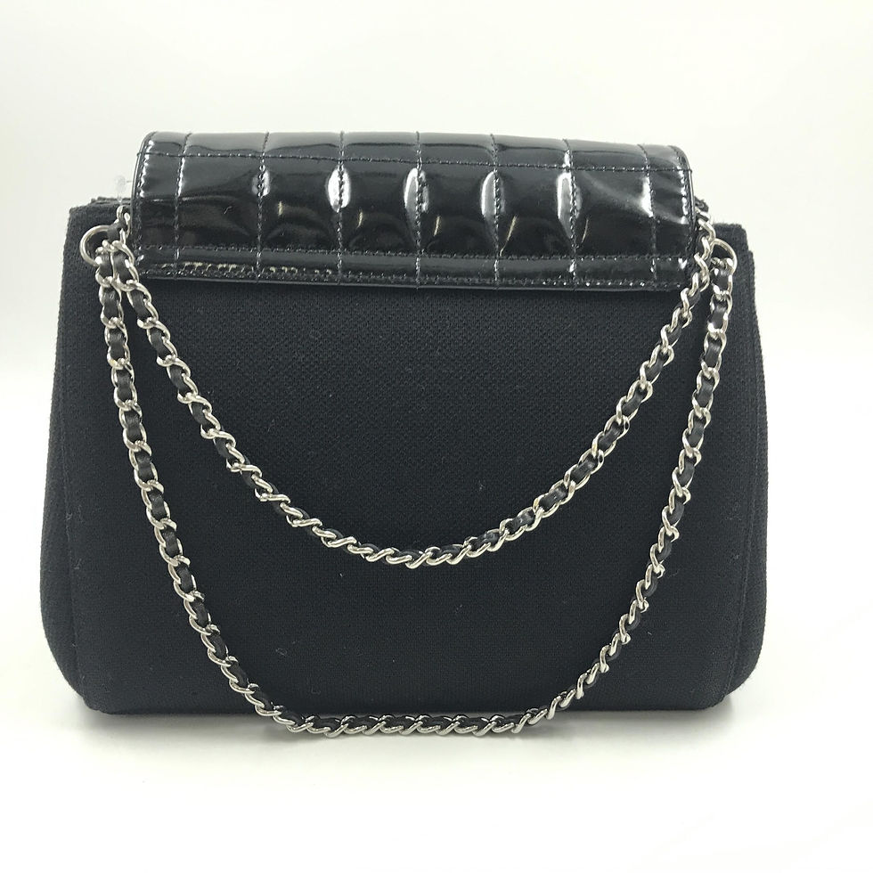 Black Chocolate Bar Patent Leather Shoulder Bag with chain