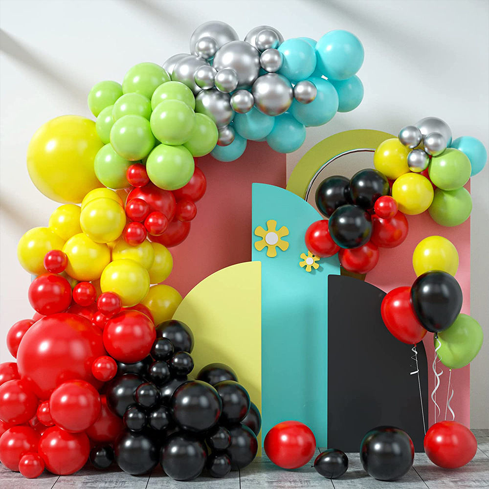 Red, Black & Yellow balloon Garland Arch Kit, 111 Pcs