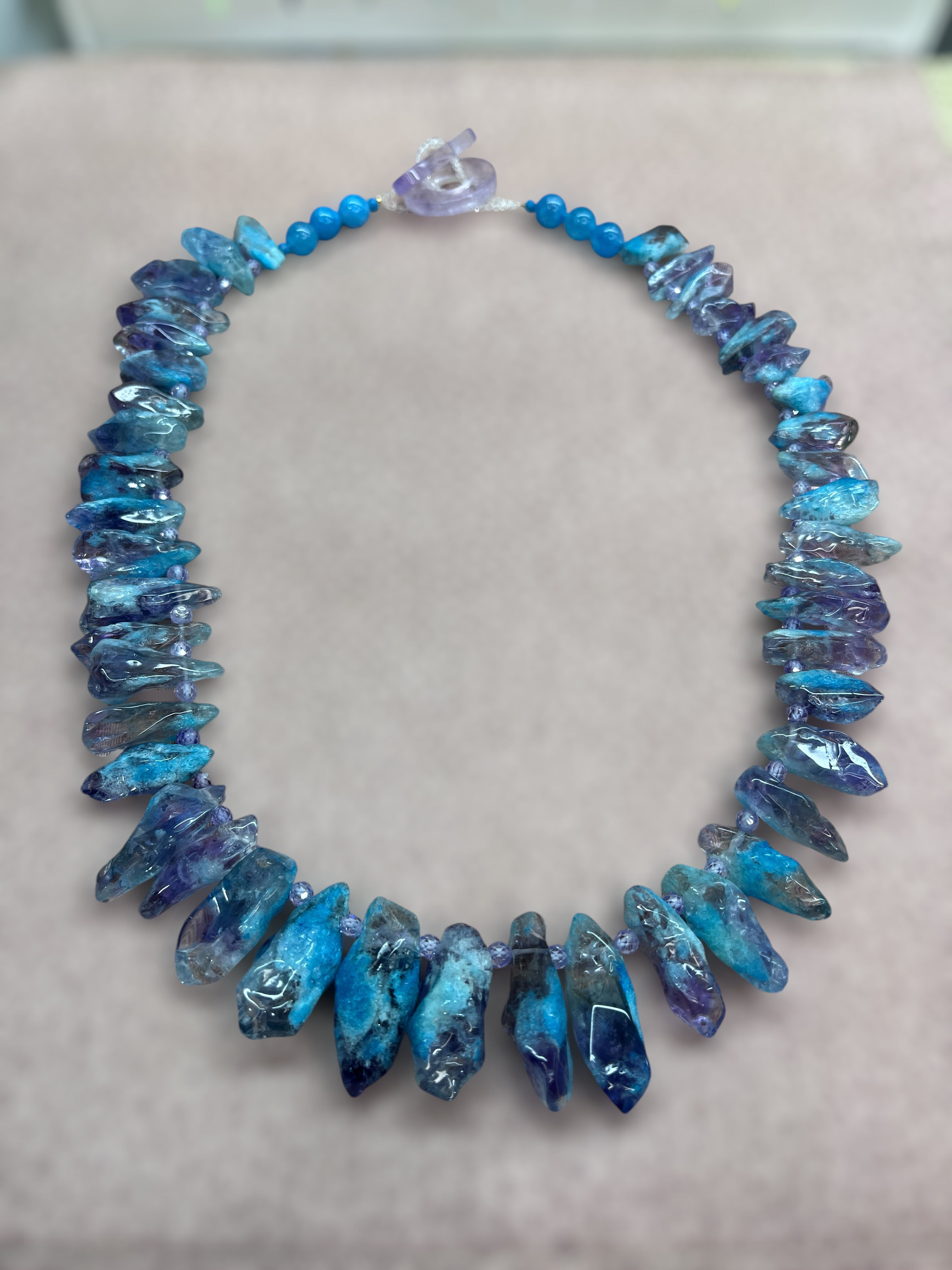 Colar de Ametista Natural com Cristal Quartzo Azul