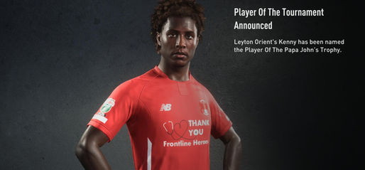 Kenny once again wins the S02 Papa John's Trophy (EFL) Player of the Tournament (2022) award