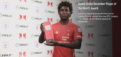 Kenny gets the December (2021) Player of the Month Award