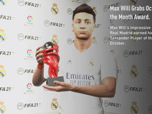 Max Will gets the Player of the Month Award for October (2027/28)