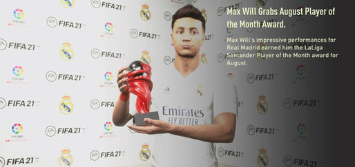 Max Will gets the Player of the Month Award for August (2027/28)