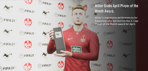 Miller gets the April (2021) Player of the Month Award