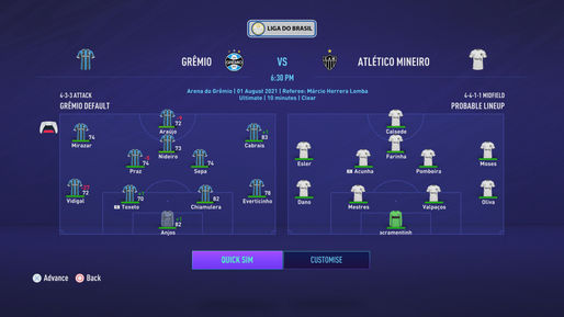 Max Will not selected by manager for match against Atlético MG (S01 Campeonato Brasileiro)