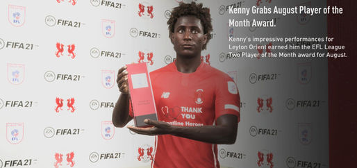 Kenny gets the August (2021) Player of the Month Award