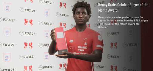 Kenny gets the October (2021) Player of the Month Award