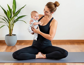 MOTHER EXERCISING HOLDING BABY ON YOGA MAT .jpg