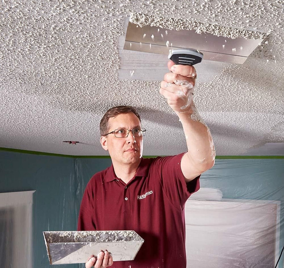 Popcorn ceilings were commonly used in older homes to hide imperfections and reduce sound.