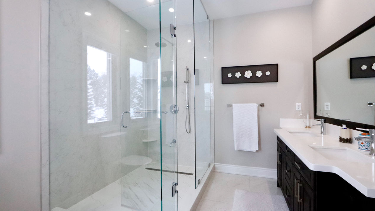 Shower and vanity, washroom, bathroom