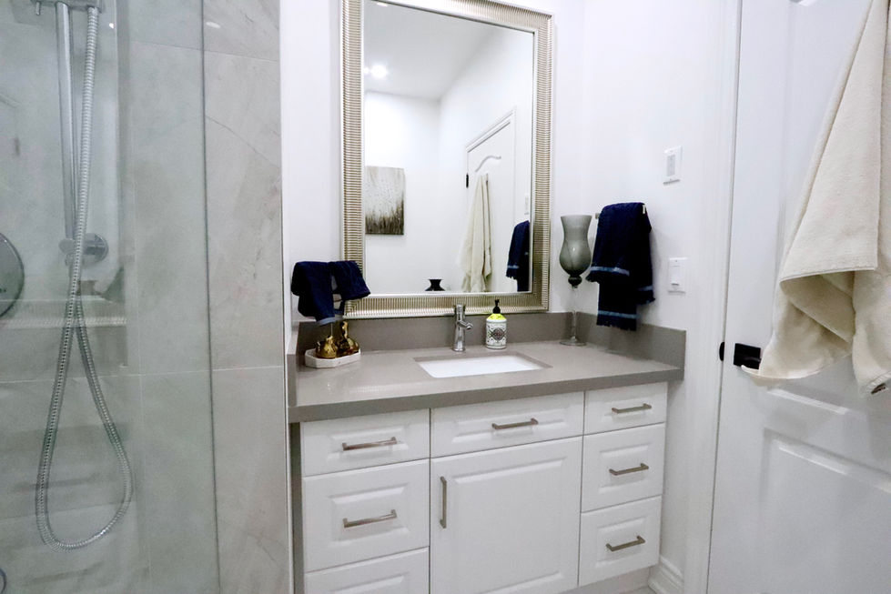 Modern grey washroom countertop vanity