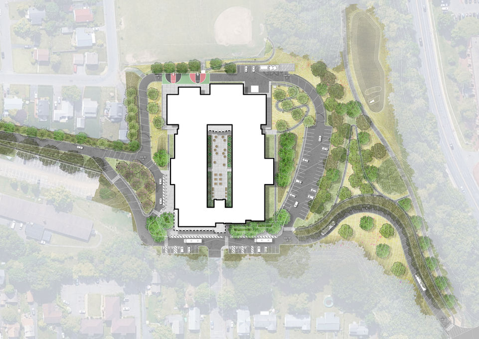 Landscape plan of William R. Peck Middle School in Holyoke, MA - Crowley Cottrell LLC Landscape Architecture