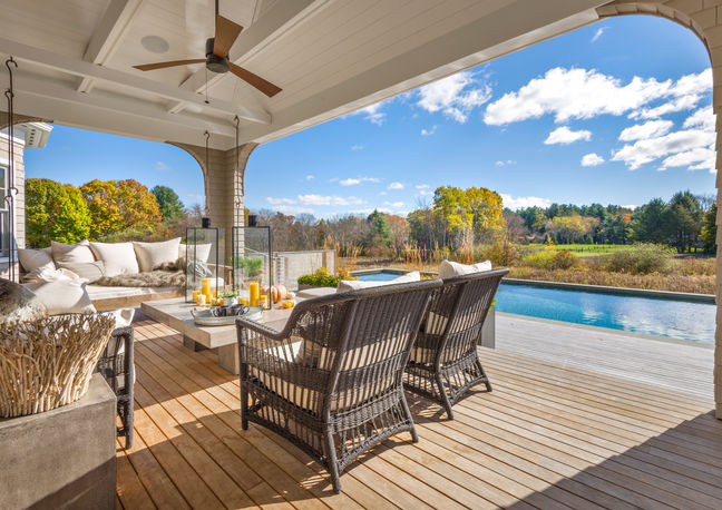 Pool deck overlooking meadow