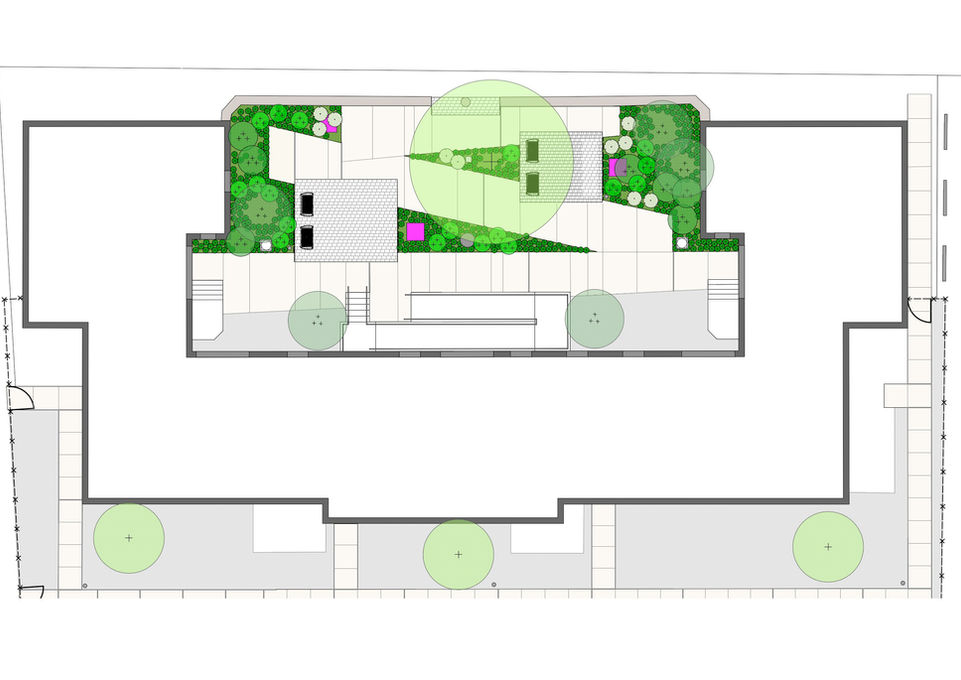Plan drawing of Dow Street Courtyard - Crowley Cottrell LLC Landscape Architecture