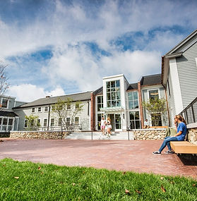 Terrace in front of new lab building at Concord Academy
