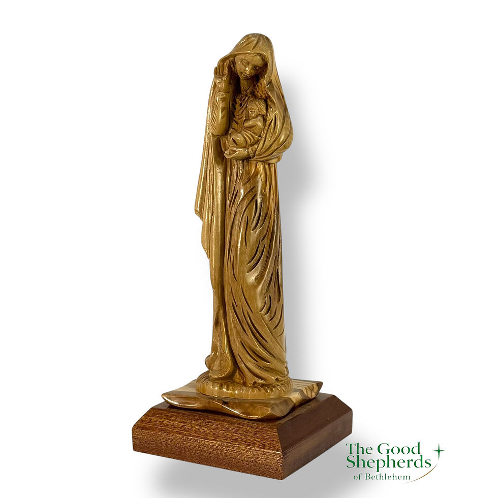 Thumbnail: Modest Madonna & Child Statue - Virgin Mary Holding Baby Jesus