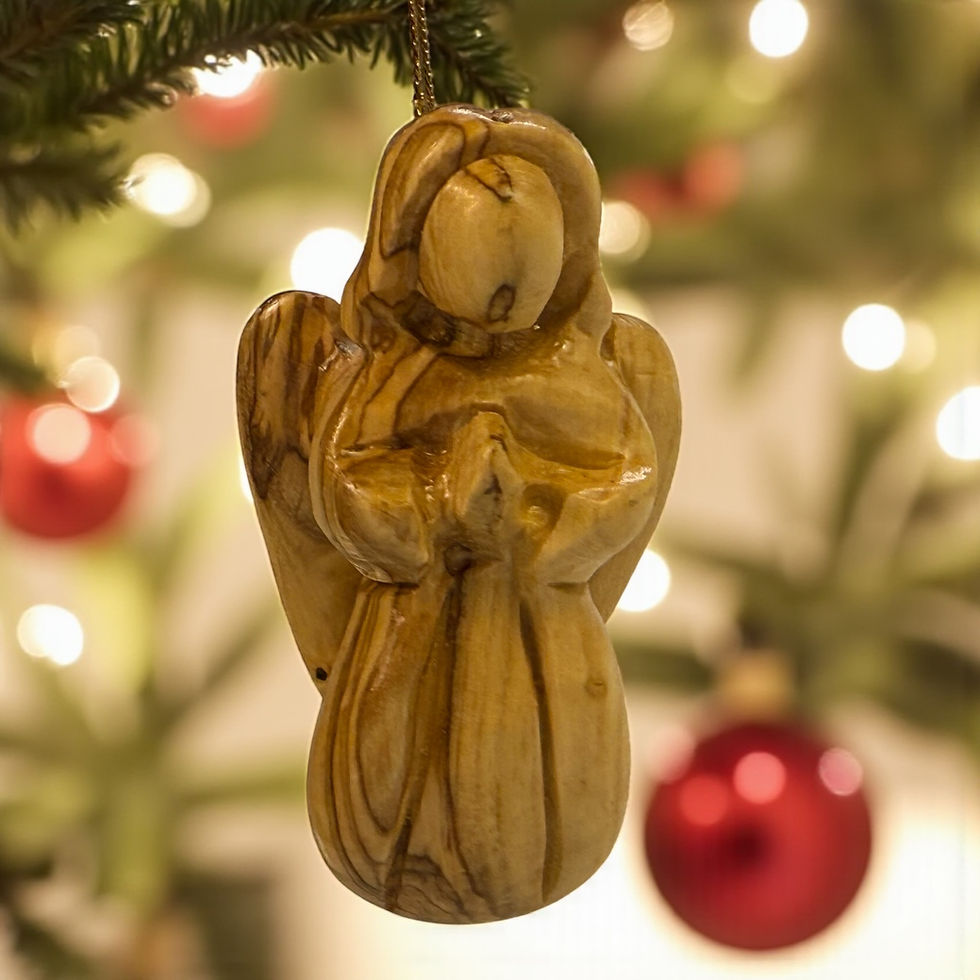 Handmade Olive Wood Angel Ornament