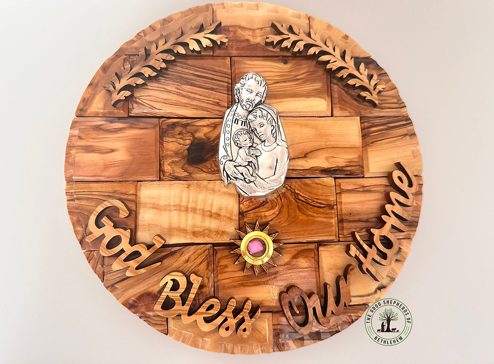 Thumbnail: Olive wood Holy Family wall Plaque
